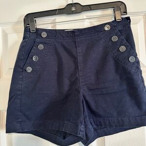 Navy Button-Accent Women's Shorts